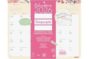 ‎FINOCAM Finocam Kalendarz magnetyczny 2026 1 miesiąc na stronę styczeń - grudzień 2026 (12 miesięcy) | Kalendarz 2026 do notowania | Planer miesięczny Design Blok - Polski