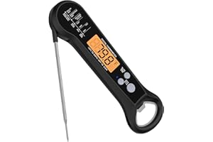 BILITASE Thermomètre à viande à lecture instantanée avec rétroéclairage, précision rapide pour la cuisson, la pâtisserie, le poisson, les liquides, l'agneau, le poulet (Noir)