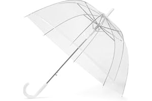 GadHome Parapluie Transparent | Grand parapluie transparent de 85 cm pour femmes, Mariage, Photoshoot de mariée | Parapluie pliable dames translucide léger avec poignée blanche C