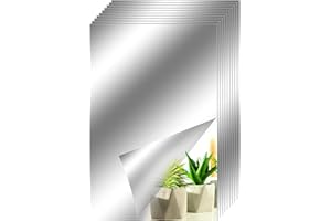 Toyyevr 10Pcs Miroir Autocollant Miroir Adhésif Décoratif Miroir Carrés Argenté Amovible Mosaïque Décorative Auto-Adhésifs Salle De Bain Salon Chambre 15cm(6 Pouces)×23cm9 Pouces 10pcs