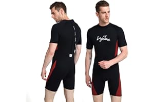 LayaTone Mens Shorty Wetsuit 3mm Neoprene Short Sleeve Wetsuit with Back Zip, Shorty Wetsuits for Swimming Surfing Diving Snorkeling Kayaking