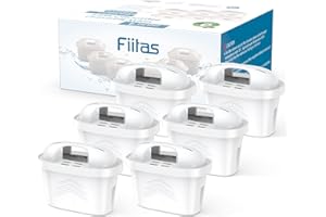 Cartucho de filtro Fiitas para Brita Maxtra Plus Compatible con Brita Marella/Style/Aluna Jarra para reducir la cal, el cloro y el plomo (Pack de 6)