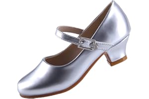 EIGHT KM Princess Shoes Girls' Mary Jane Shoes - High Heel Girls Party Shoes - Wedding Party Girls Communion Shoes Ides Flower Girl Shoes - Versatile Flat Shoes