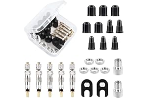 Fulushou 24 PCS Presta Valve Core Presta Valve Adapter Valve Core Remover Caps Rim Nuts Kit Presta Valve Replacement Set with a Storage Case