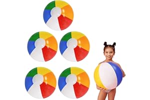 BSGZCM 5 Pcs Inflatable Beach Balls, 11in Beach Ball Inflatable Rainbow, Kids Rainbow Beach Balls, Vibrant Multi-Colored Design, for Seaside Resorts, Poolside Celebrations & Summer Outdoor Games
