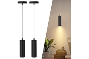 Aigostar Lampada a Sospensione Cilindrica Nera. Moderna Lampadario in Metallo. Lampada da Soffitto GU10 da 20cm.