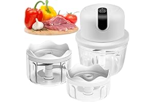 BYZESTY Rozdrabniacz elektryczny z przyłączem USB, mini robot kuchenny 100 ml, 250 ml, 300 ml, elektryczna krajalnica do warzyw z 3 ostrymi ostrzami, wielofunkcyjna, prasa do czosnku, do mięsa, owoców, warzyw