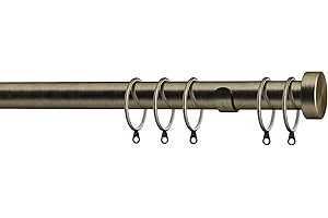 Speedy 28mm Stud End Cap Fixed Complete Curtain Pole Set, Antique Brass, 300cm