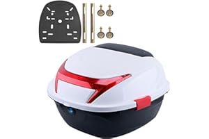 NUACOS Motorrad Kofferraum Tour Heckbox Topcase ABS Wasserdicht AbschließBar Universal Harthelm GepäCkaufbewahrung mit Montagematerial für Motorrad Moped RüCkseitenkoffer ,A,11*15*16inch