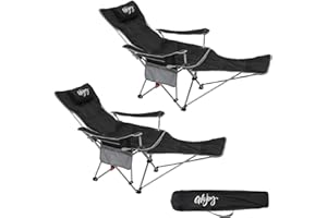 #WEJOY Sedia da Campeggio Pieghevole Reclinabile, Sedia Sdraio da Spiaggia Portatile, Schienale Regolabile a 3 Livelli, Poggiapiedi Staccabile, Sedia Pieghevole per Esterno Giardino Pesca, 1/2 Pezzi