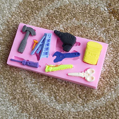 Gazechimp Silikon Ausstechformen Fondant Form , Topper Hammer Schraubenschlüssel Muster - 3