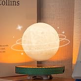 KIYOMING Levitating Moon Lamp Floating Saturn Lamp with Transparent Luminous Light Base Suspension 360° Rotation Saturn Light