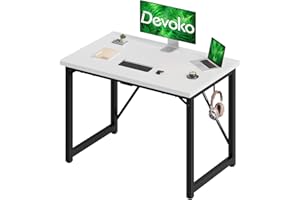 Devoko Escritorio pequeño para Ordenador, 100 x 50 x 73 cm Escritorio, Mesa de Oficina en casa, Escritorio para Ordenador portátil, Mesa de Diseño Industrial Blanco