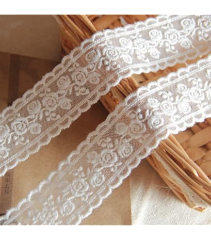 Ruban Dentelle élastique GORGECRAFT - 5 Yards Motif Floral (blanc Et Noir) Dentelle Mariage Costum