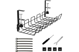 JIANGLIN Zarządzanie kablami pod biurkiem, kanał kablowy, biurko, 38 cm, stabilny stół do układania kabli, uchwyt na kable, do biurka, biura i kuchni