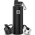 IRON °FLASK Sports Water Bottle - 40 Oz, 3 Lids (Spout Lid), Leak Proof, Vacuum Insulated Stainless Steel, Double Walled, Thermo Mug, Metal Canteen