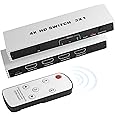 HDMI Splitter 4K@60Hz 3 in 1 Out HDMI Switch, E-SHIDAI HDMI Switcher with Remote, Support 4K 3D HDR, Compatible with Laptops, PC, Xbox Series, PS5 / PS4