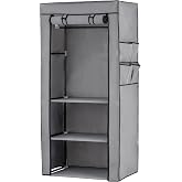 Armadio Pieghevole In Tessuto - 180x170x45 Cm, Con 4 Appendiabiti E 2 Tasche, Nero