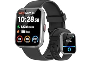 AEAC Smartwatch Uomo Orologio, 1,8" Smartwatch Chiamate Risposta Vivavoce, Alexa Integrato Cardiofrequenzimetro SpO2 Sonno, Contapassi Orologio Fitness Notifiche 110 Modalità Sport per Android/iOS Nero