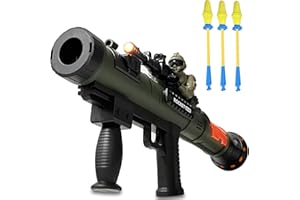 TOYER Toy Rocket Launcher, Military RPG with 3 Foam Rockets, LED Lights, Sound Effects
