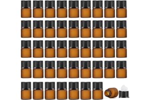Enslz 50 mini flaconi vuoti ricaricabili in vetro ambrato per oli essenziali, colore: Marrone