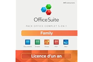 MOBISYSTEMS OfficeSuite Family – 6 Utilisateurs – Documents, Sheets, Slides, PDF, Mail & Calendar pour 1 PC Windows et 2 appareils mobiles par utilisateur / Licence de 1 an
