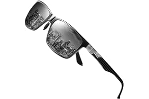 DUCO Herren Polarisierte Sonnenbrille mit Rechteckig Metallrahmen und Kohlefaser Brille Beine UV400 CAT 3 8206