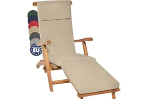‎BEAUTISSU Beautissu Luxus Deckchair Auflage Sonnenliege 175x45x5cm LoftLux DC – Bezug Abnehmbar – Polsterauflage für Liegestuhl Auflage Gartenliege Polster – Liegenauflage Gartenmöbel Kissen Natur
