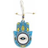 Seramik Nazar Duvar S&uuml;s&uuml; &ndash; Fatma Eli (Hamsa) | 13 cm El Yapımı | Kapı Girişi &amp; Salon Dekoru | Anlamlı Hediye