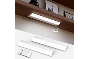 VLOEE USB Rechargeable Under Counter Lights with Remote, 6000K Motion Sensor Cabinet Lights Battery Wardrobe Lights Magnetic Wireless Indoor Night Lights Stick On LED Strip Lights for Kitchen Cupboard Shelf