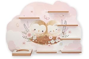 ‎KREATIVE FEDER Regal „Kleine Eulen“ geeignet für Toniebox und Tonies inkl. 40 Metallplättchen für Flexible Befestigung der Tonie Figuren (Kleine Eulen)