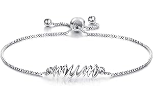 Yaomiao Gifts for Women Mum Bracelet Charm Mother's Day Gifts Silver Mum Bracelet Cube Adjustable for Women Mom Birthday Ladies