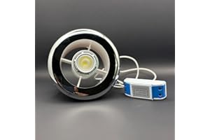 AIRTECH-UK AirTech- UK Air Vent with LED Light and Transformer 4 inches 3W with Chrome & White Grille Fits 100mm /4 inch Ducting Bathroom Shower Air Vent with Light
