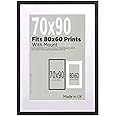 A2Z Home Solutions® Wall Photo Frame Black 70x90 cm Frame With 80x60 cm Mount Picture Poster Print With Clear HD Perspex 30x15 MM Moulding Mounting Hooks MDF Backboard