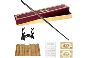 Weciau Hermione Granger Wand, 35CM Magic Hermione Wands With Resin, Handcrafted Wizard Wand Prop for Party, Exquisite Wands in Gift Box with Spell Chart, Station Ticket, Map and Holder