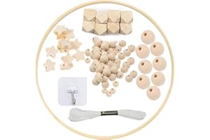 SEASBOES Kit telaio mobile in legno fai-da-te, Pendenti Perline da Giardino Fatti A Mano, Perline Legno Naturale, Campana Di Vento Bambini, Giocattoli Per Culla Neonati, Culla Musicale