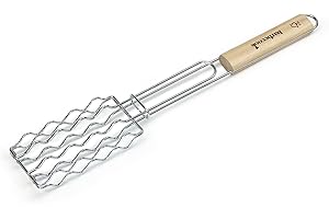 Barbecook Grille barbecue pour saucisses, Acier Chromé/Bouleau FSC, 51 cm, Argent