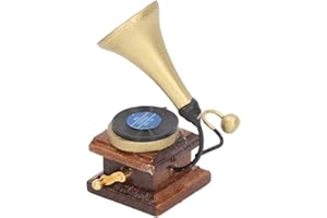 Agatige Grammofono per la casa delle Bambole, Retro 1:12 Miniatura Vintage Record Player Dollhouse Accessori per la Decorazione della casa delle Bambole