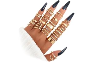 Dream Aurora 30Pcs Gold Rings Set for Women, Stacking Knuckle Rings, Dainty Cubic Zirconia Crystal Rings, Ladies Gold Ring Set for Valentine's Day, Birthday Parties