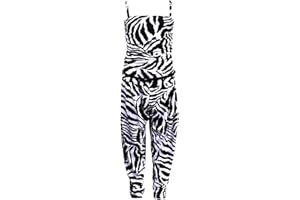 AELSTORES Girls Jumpsuit Kids Floral Leopard Rainbow Neon Camouflage Diamond Zebra Print Trendy Playsuit All in One Age 7 8 9 10 11 12 13 14 Years