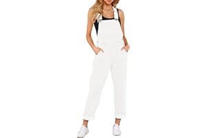 luvamia Womens Denim Dungarees Wide Leg Casual Baggy Jumpsuit Overalls with Pockets
