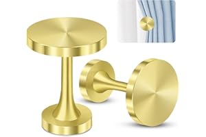 TOKPLNU Gold Curtain Holdback Metal Curtain TieBacks Hooks Wall Mounted Curtain Tie Backs Medallion Decorative Curtain Drapery Hold Back Modern Vintage Window Curtain Tassel Holder