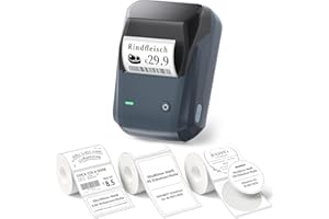 NIIMBOT B1 Etikettendrucker mit 3 Rollen Wasserfester Etiketten Selbstklebend, Tragbarer Beschriftungsgerät Bluetooth Label Printer Aufkleber Drucker für Schulbedarf, Preisschilder, Logo, Adresse