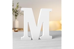 Aruatu 8 Inch White Wood Letters for Wall Decor - Unfinished Decorative Standing Large Letter for Home Party Craft Projects (M)