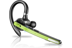Thunelec Bluetooth Headset, Handsfree Bluetooth 5.3 Earpiece with Dual Mic for Noise Reduction, 90H Wireless Headset with Mute and Dual Pairing Function for Driving/Business/Office/Sport, Yellow