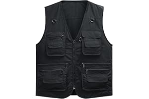 Sukany Men's Vest Utility Shooting Safari Travel Cargo Outdoor Lightweight Work Photo Vest with Pockets