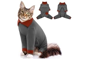 DENTRUN Tuta per il recupero del gatto, Tutina per gatti, Tuta per recupero sterilizzazione gatto femmina maschio, camicie alternative a cono chirurgico per gatto, pigiama per gatti solo per gatti