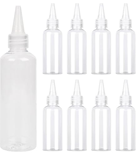 BENECREAT 10STK 100ml Transparante plastic knijpflesjes met schubben en zwarte twist-off dop Gegradueerde knijpflesjes voor inktvloeistof, oliën, gelen, lijm