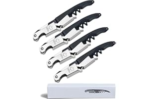 MADEHAY Tire Bouchon en Acier Inoxydable,70g 3 en 1,Ouvre-Bouteilles de Bière Bhampagne Vin (noir/4 pièces)