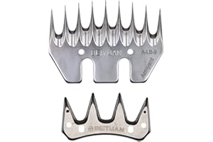 FARM & RANCH 13 Dientes Rectos o Cimitarra Cuchilla Esquiladora Ovejas Peine Cortapelo Eléctrico Lana Acero Inoxidable Cuchilla Tijera Esquiladora Cabras (9 Dientes, Recta)